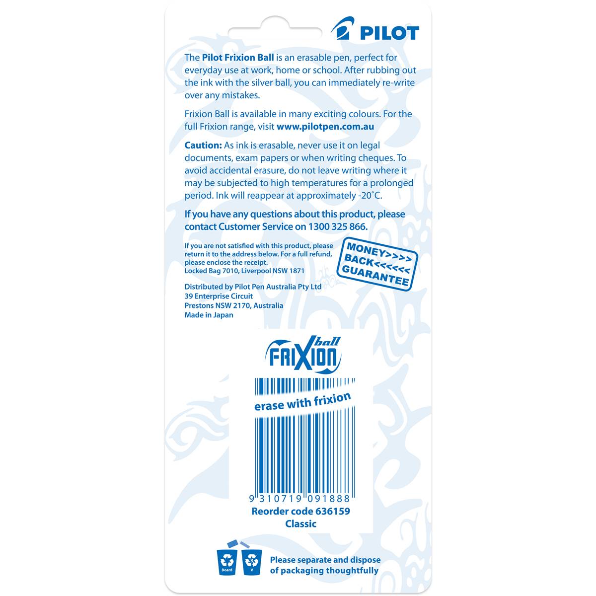 Pilot Frixion Erasable Pen 3 Pack Woolworths
