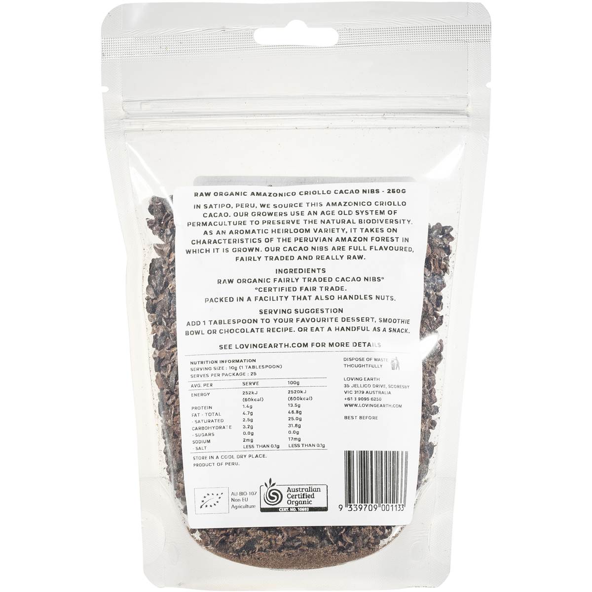 Loving Earth Raw Cacao Nibs 250g | Woolworths