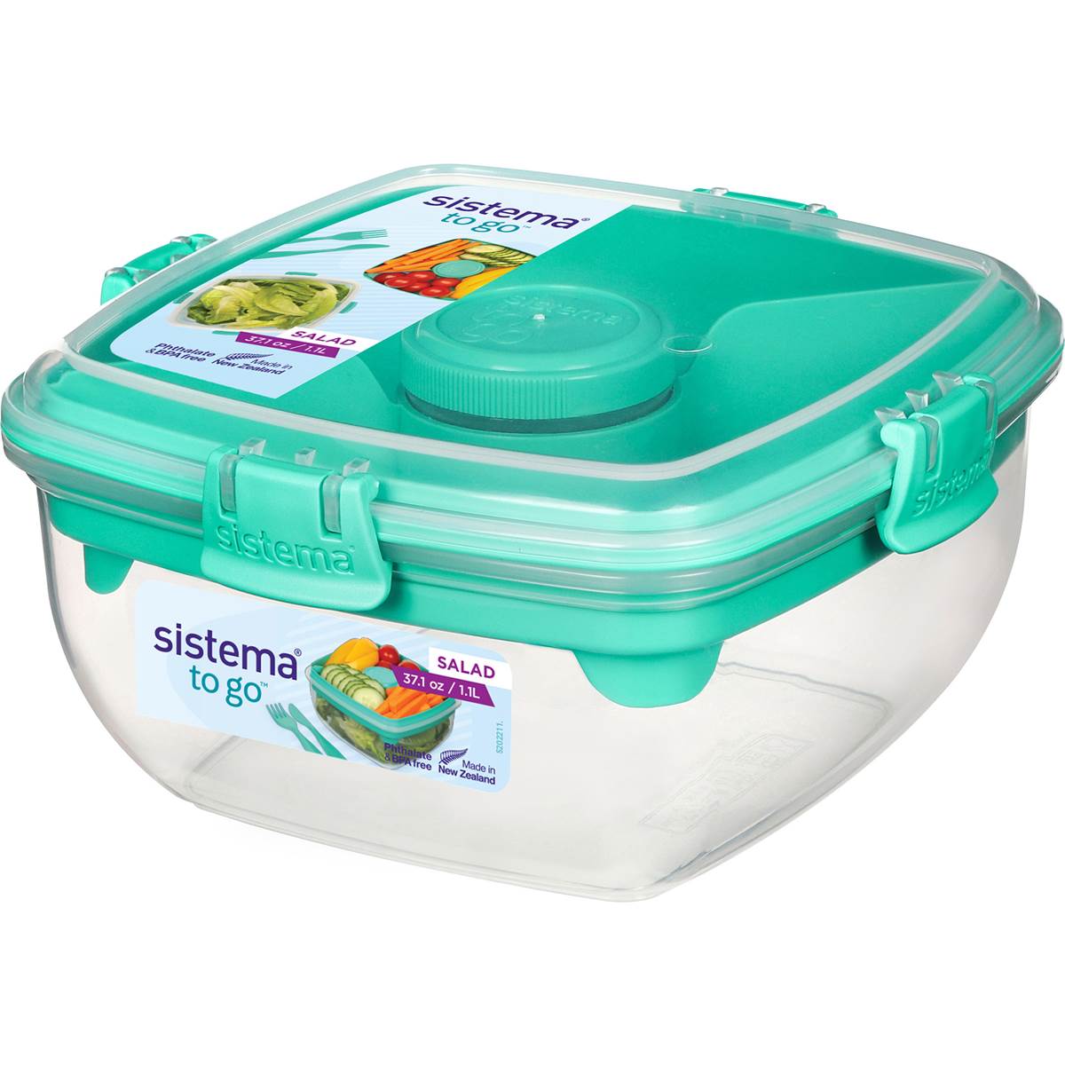 SISTEMA TO GO Salad container 1.1l knife, fork, dressing container