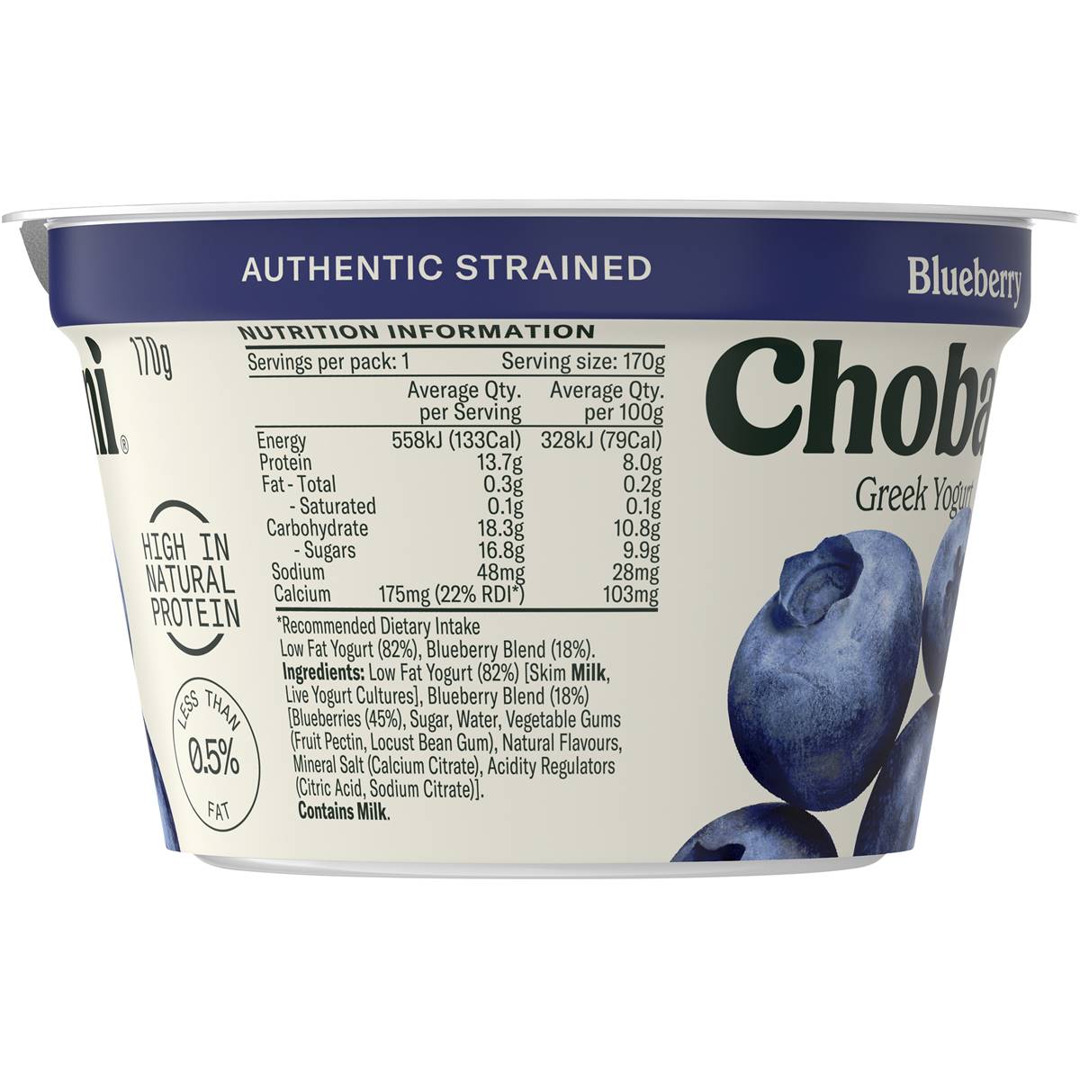 Chobani Blueberry Greek Yogurt 170g Woolworths 7557