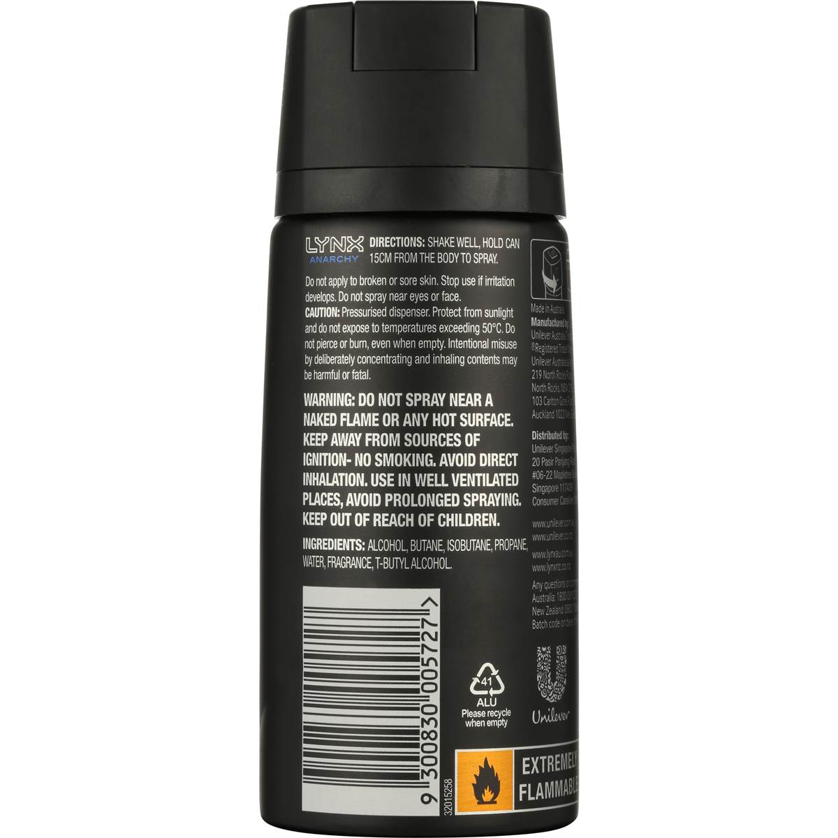 Lynx Men Body Spray Aerosol Deodorant Anarchy 155ml Woolworths