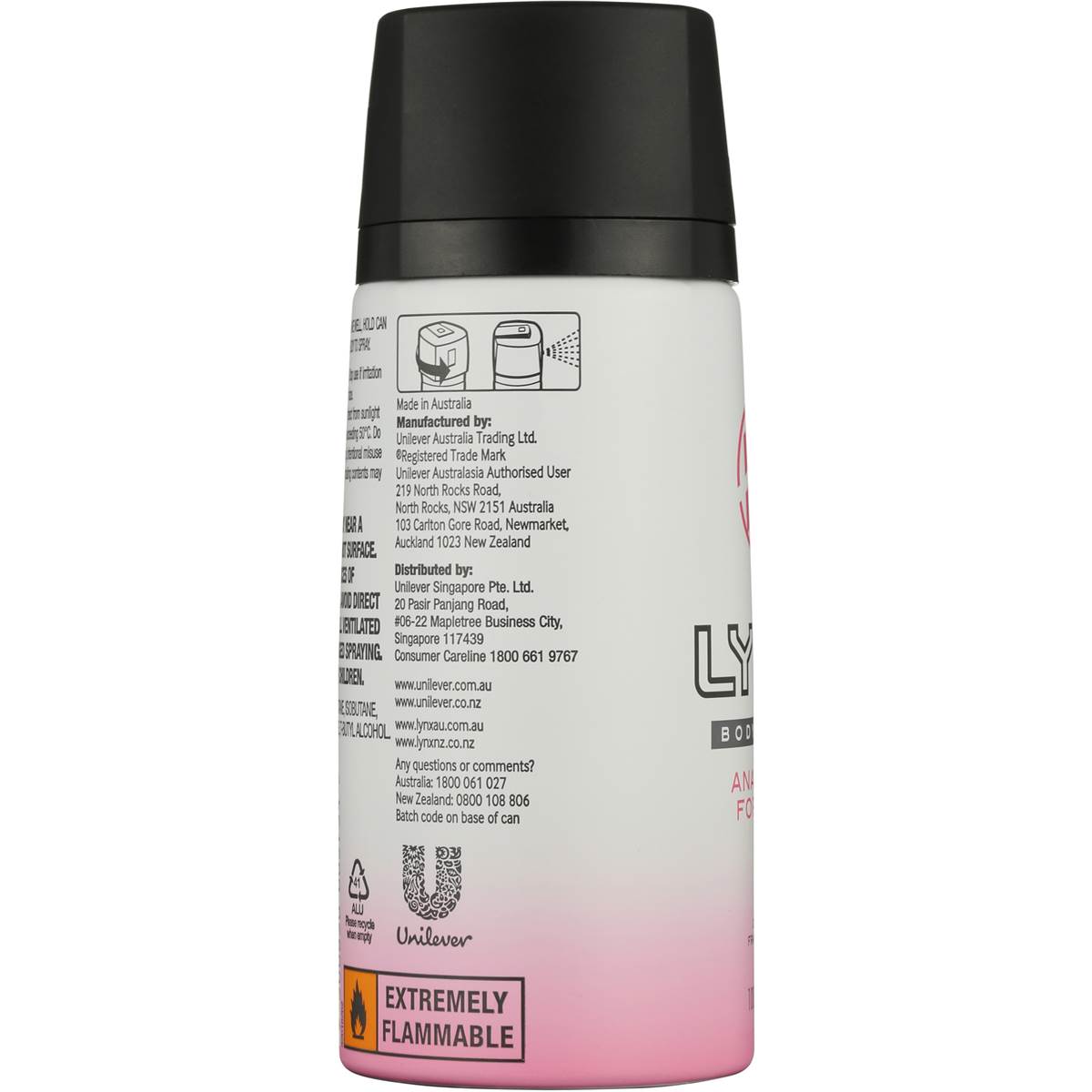 Lynx Women Body Spray Aerosol Deodorant Anarchy For Her 155ml Woolworths