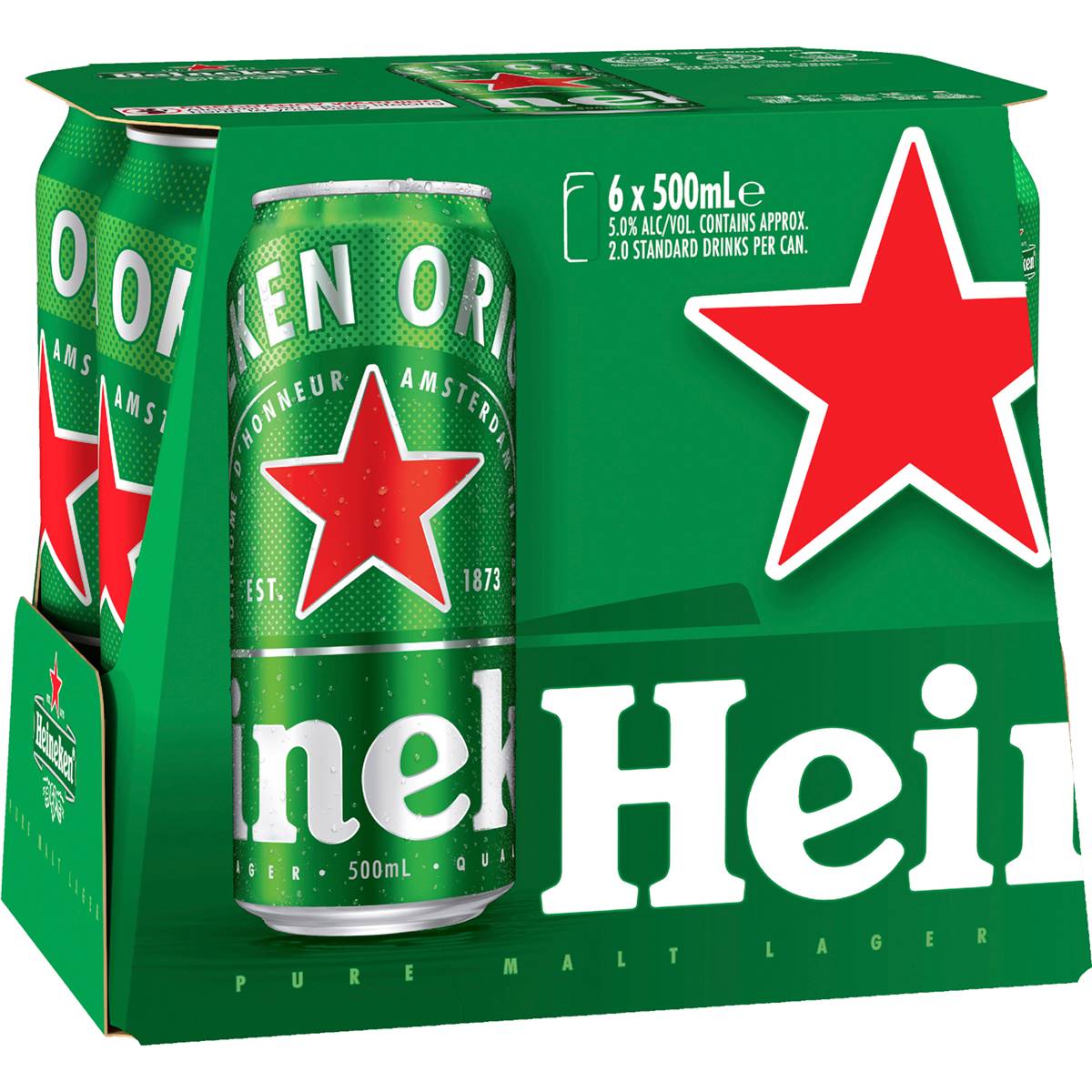 Heineken Lager Can Can 500ml | Woolworths