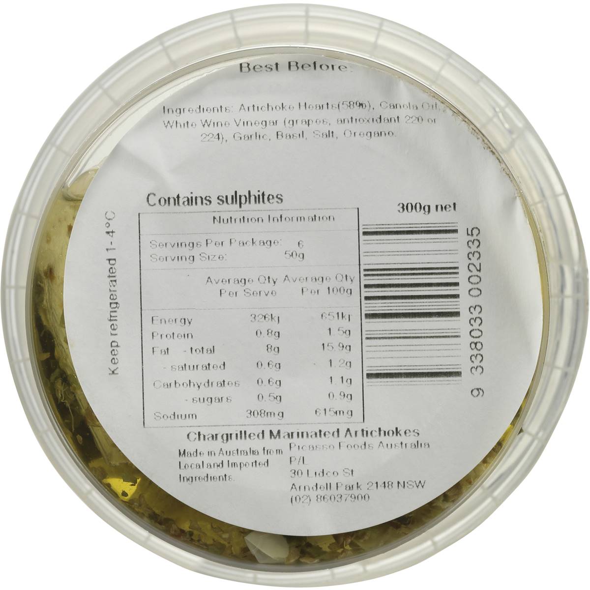 Picasso Kitchen Marinated Chargrilled Artichokes 300g Woolworths