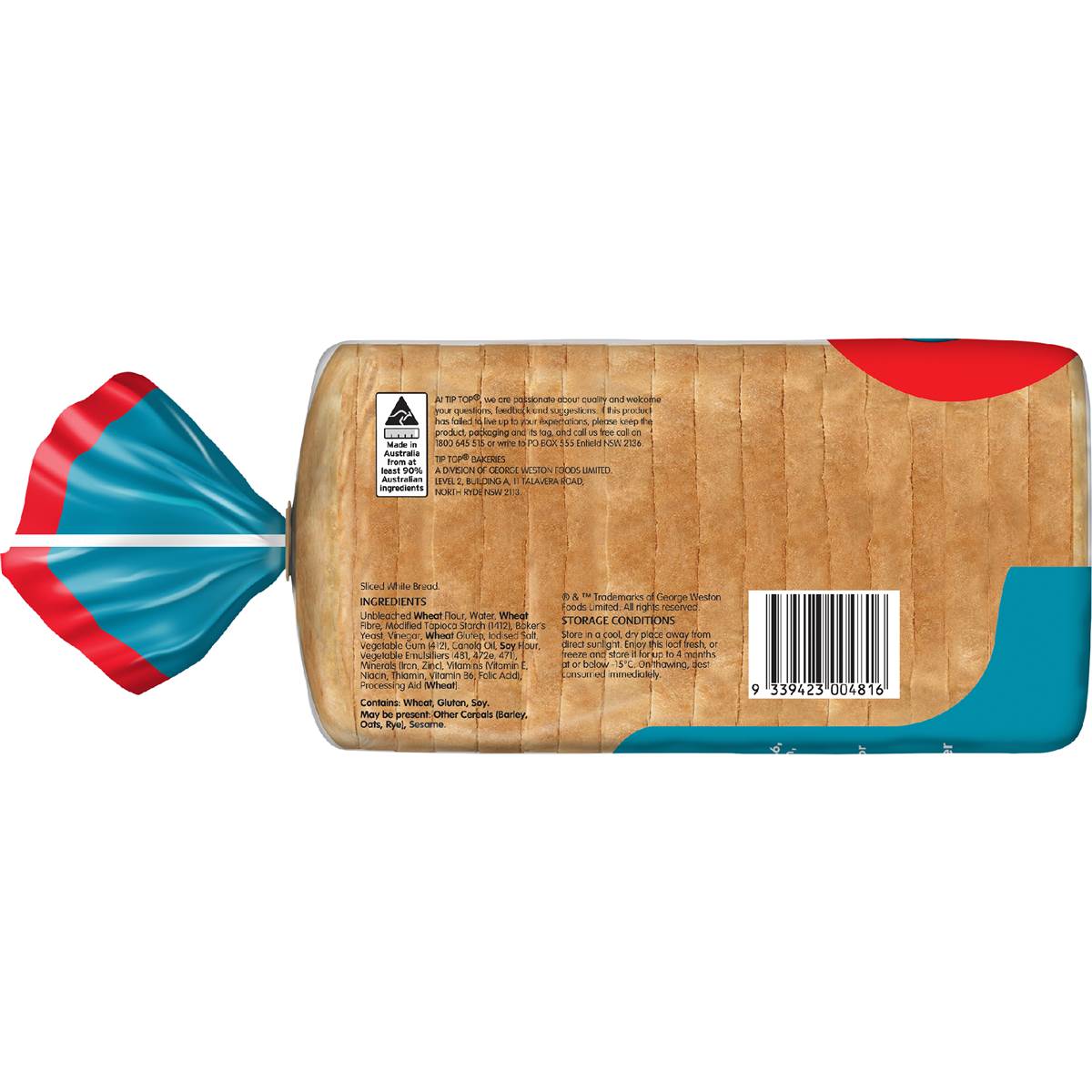 Tip Top Bakery The One White Toast Slice Bread Loaf 700g Woolworths