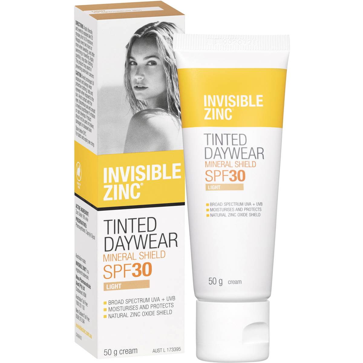 Invisible Zinc Tinted Daywear Spf 30 Mineral Shield Sunscreen Light 50g