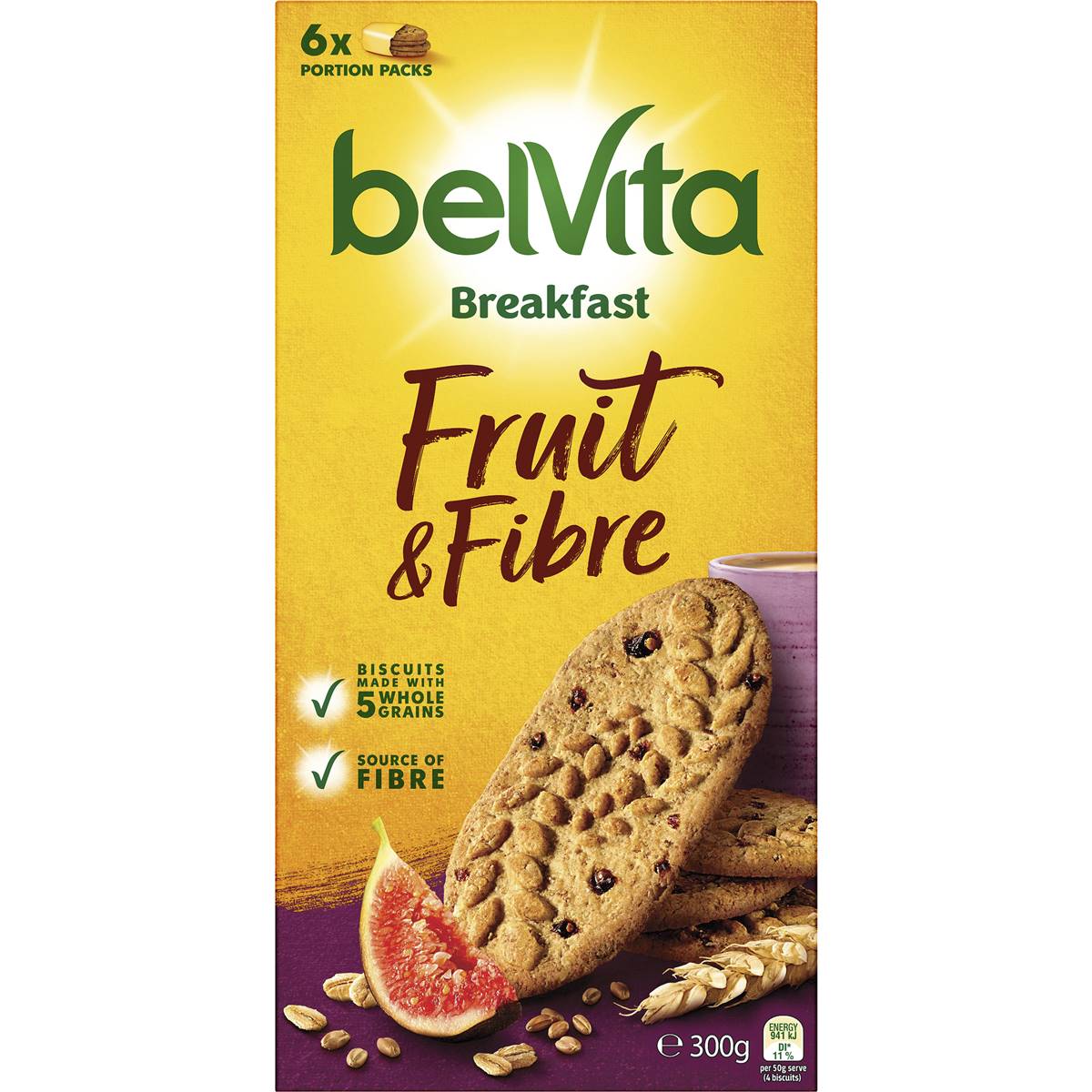 Belvita Fruit & Fibre Breakfast Biscuits 6 Pack 300g Woolworths