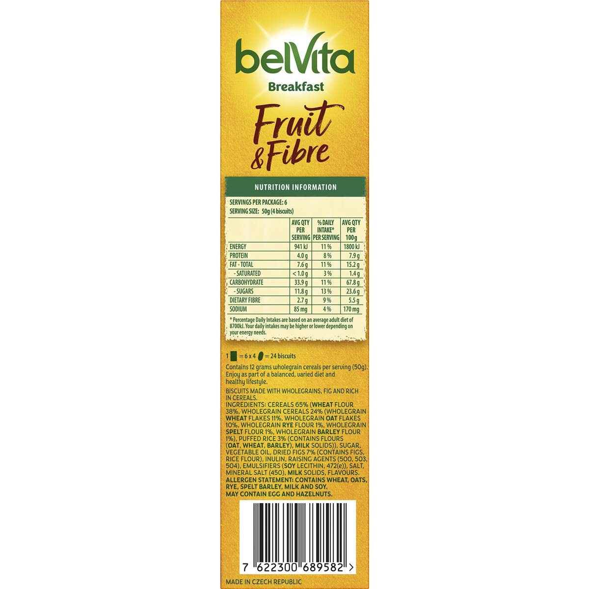 Belvita Fruit & Fibre Breakfast Biscuits 6 Pack 300g Woolworths