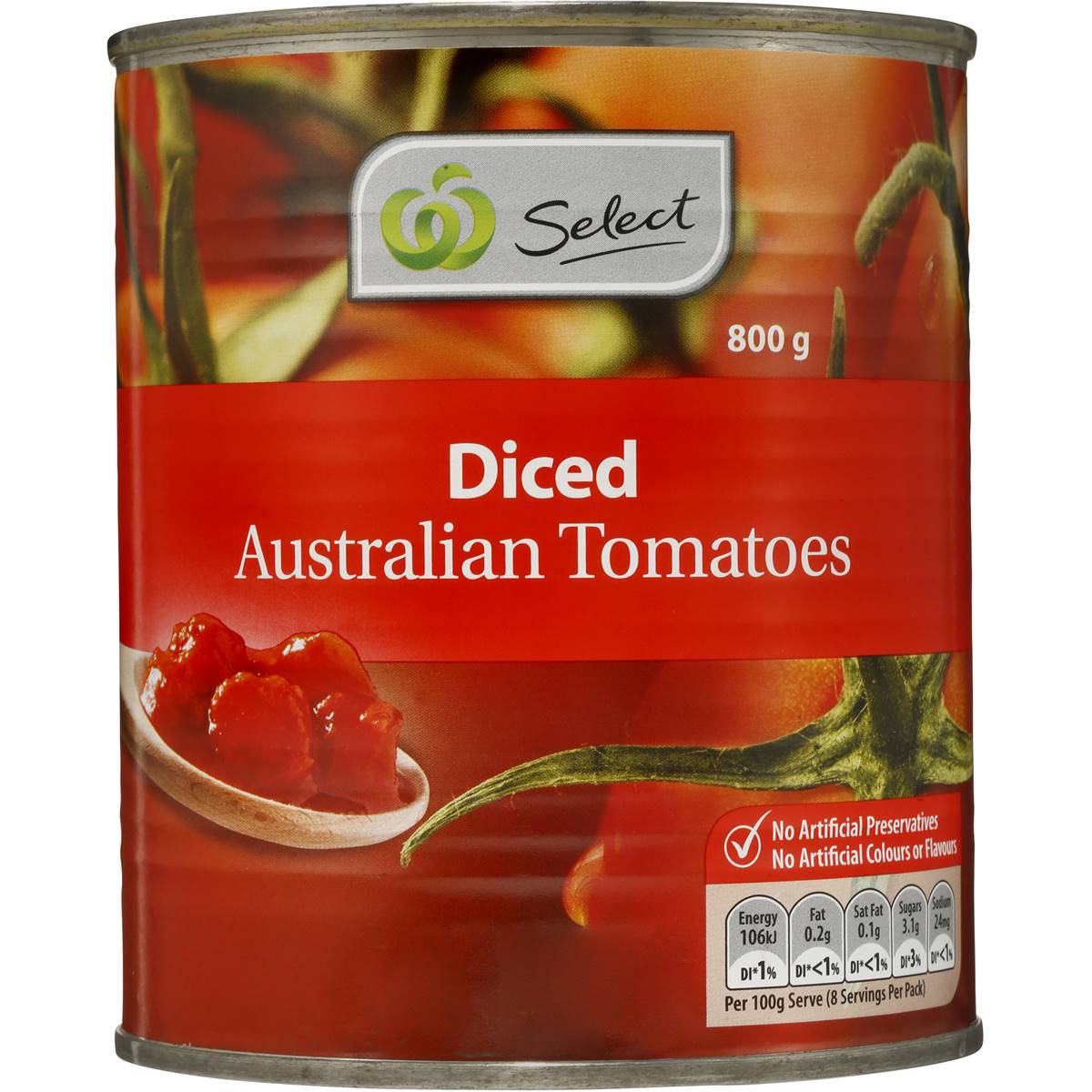 Woolworths Select Tomatoes Diced 800g Woolworths