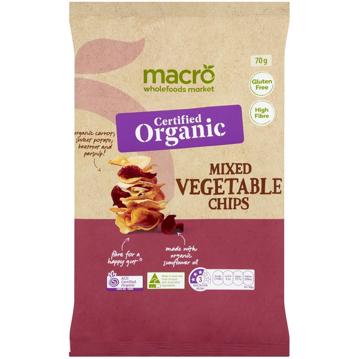 Macro Organic Mixed Vegetable Chips 70g Woolworths