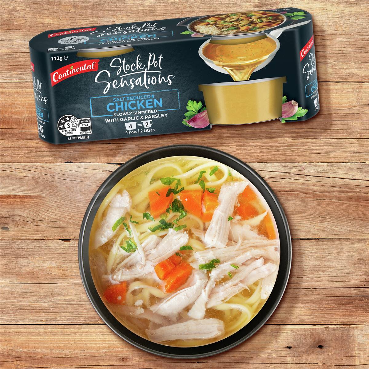 Continental Salt Reduced Chicken Stock Pot 112g Woolworths
