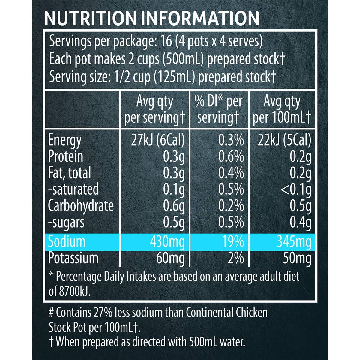 Continental Salt Reduced Chicken Stock Pot 112g Woolworths
