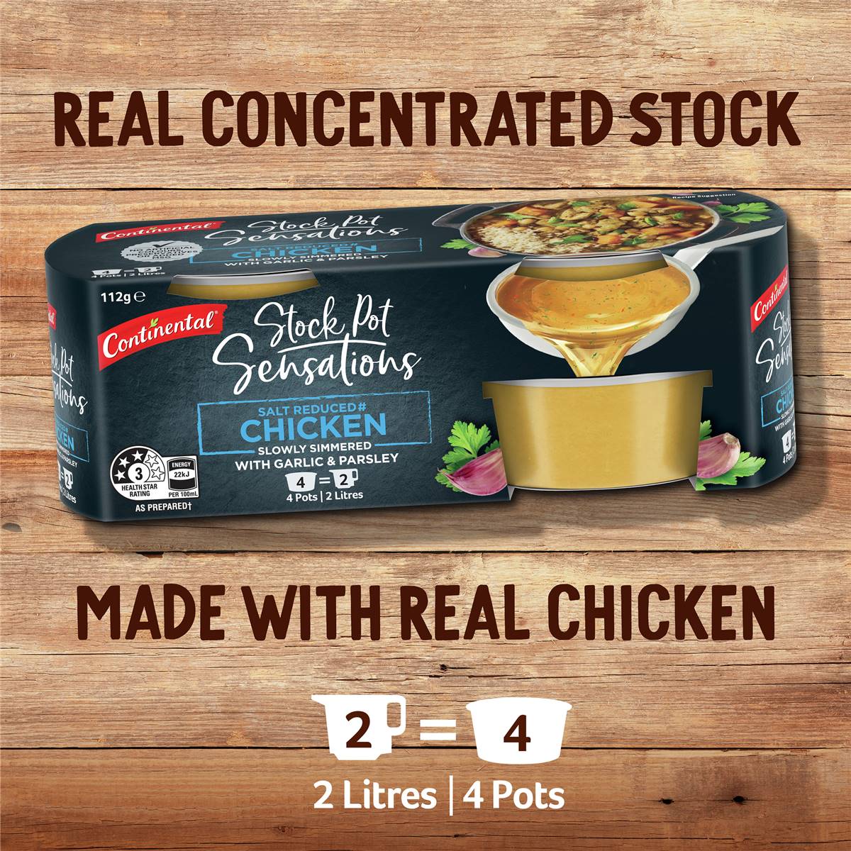 Continental Salt Reduced Chicken Stock Pot 112g Woolworths