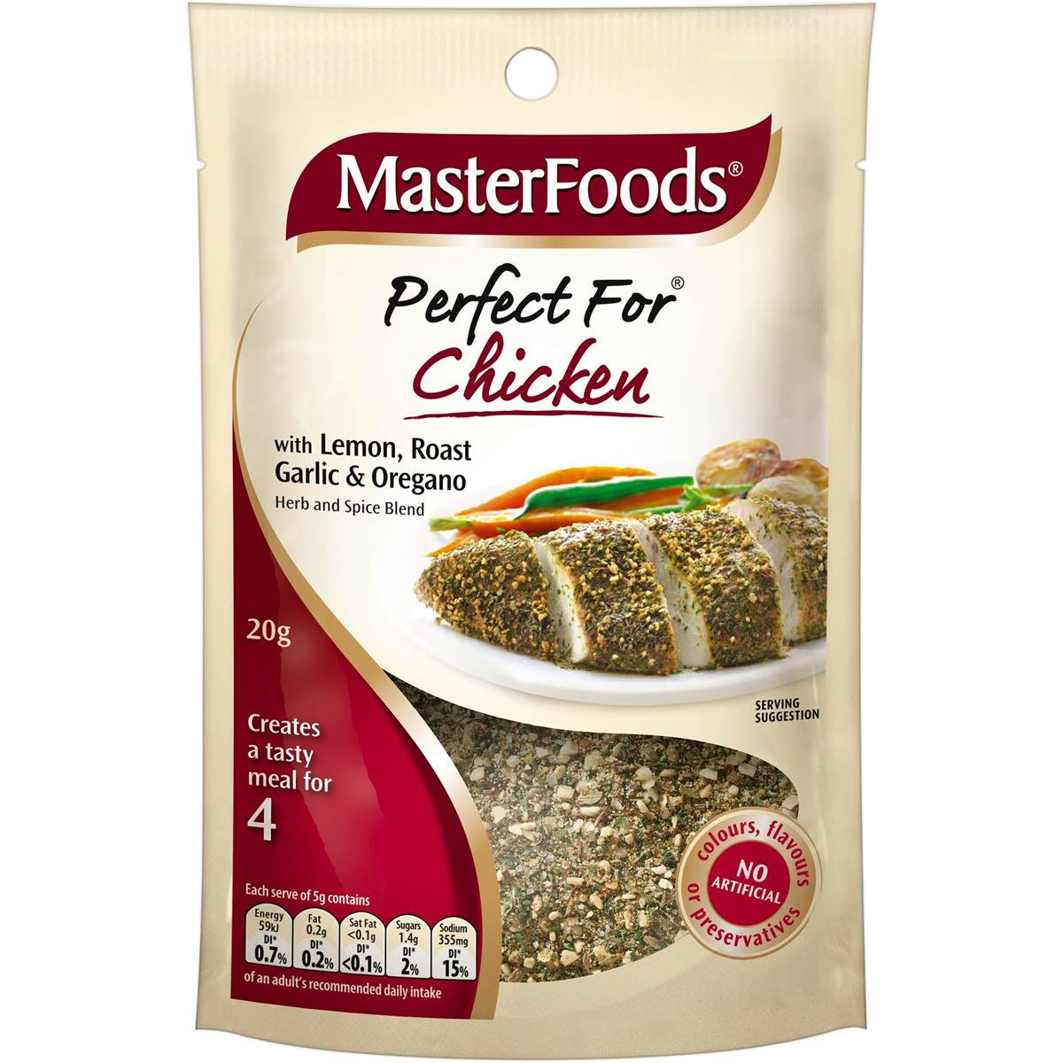 Masterfoods Perfect For Chicken Lemon, Roast Garlic & Oregano 20g