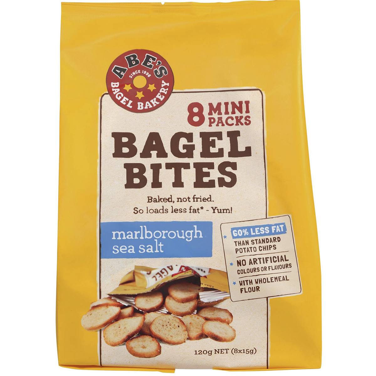 Abe's Bagels Bagel Bites Marlborough Sea Salt 120g X 8 Pack Woolworths