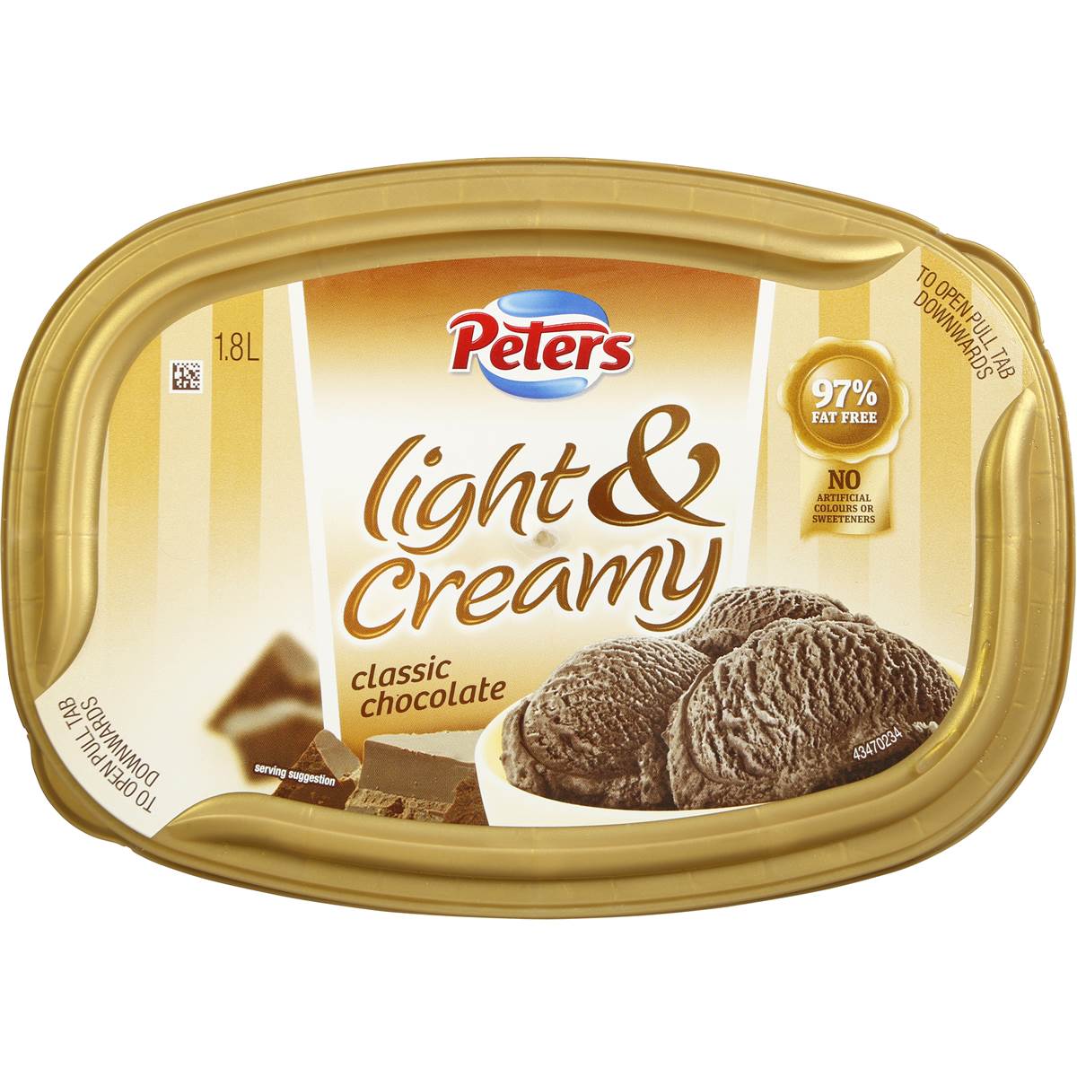 Peters Light & Creamy Classic Chocolate Ice Cream 1.8l Woolworths