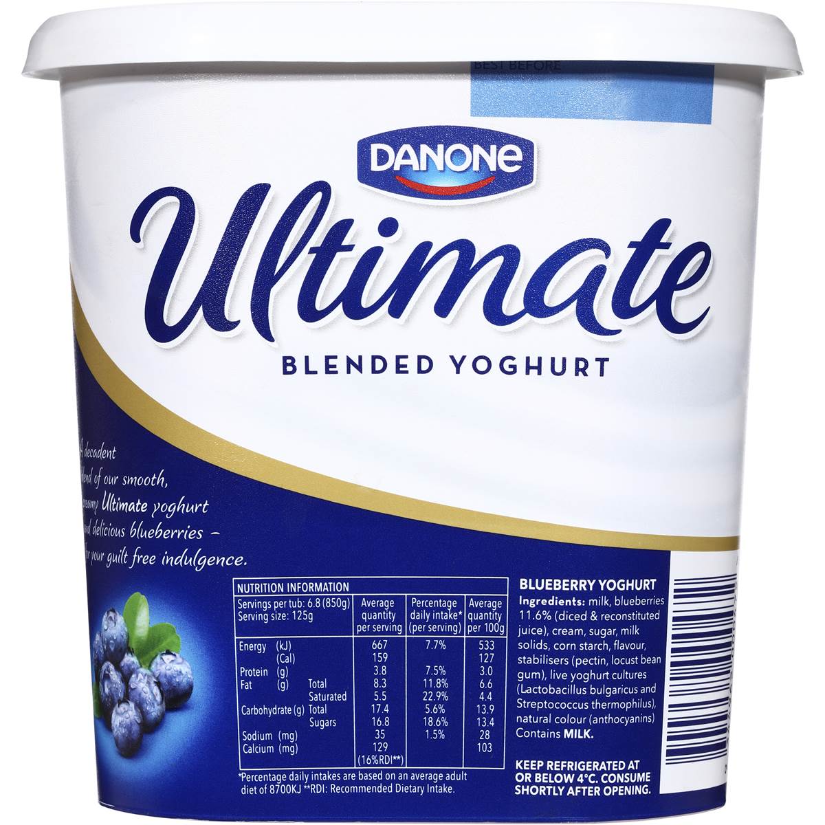 Danone Ultimate Greek Yoghurt Blueberry 850g Woolworths
