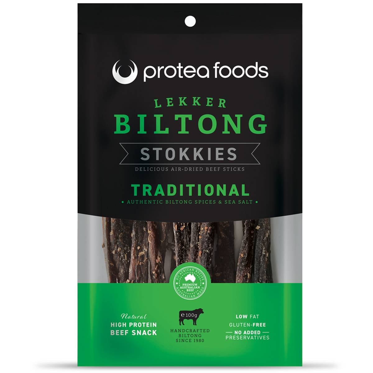 Protea Foods South African Biltong Stokkies Traditional 100g Woolworths