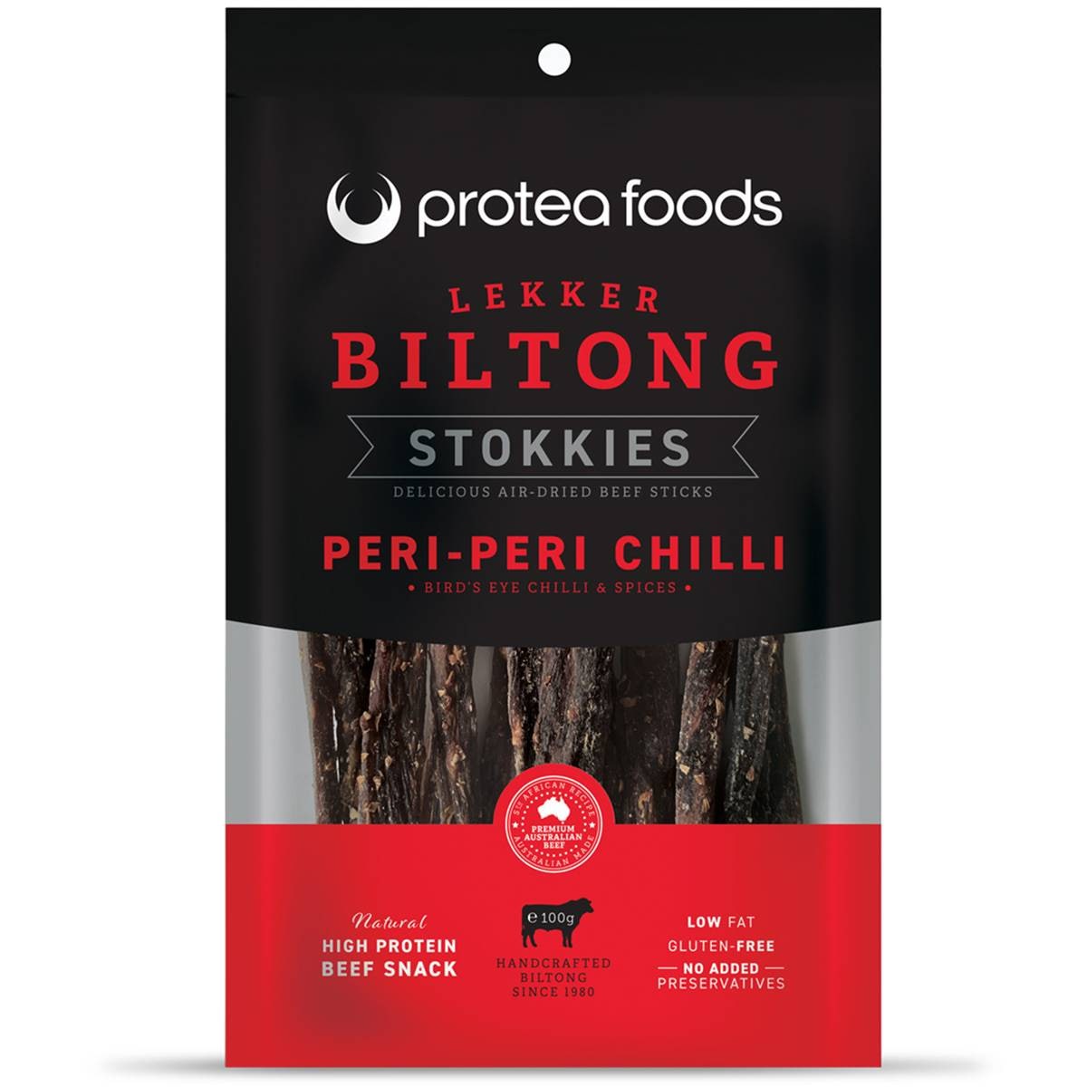 Protea Foods South African Biltong Stokkies Peri Peri 100g