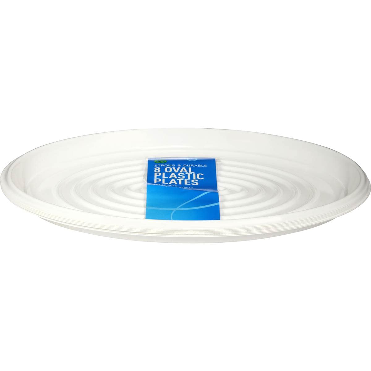 Woolworths Plastic Oval Plates White 8 Pack Woolworths