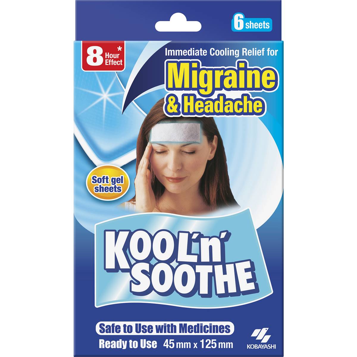 Kool 'n' Soothe Soft Gel Sheets For Headache & Migraine Relief 6 Pack 