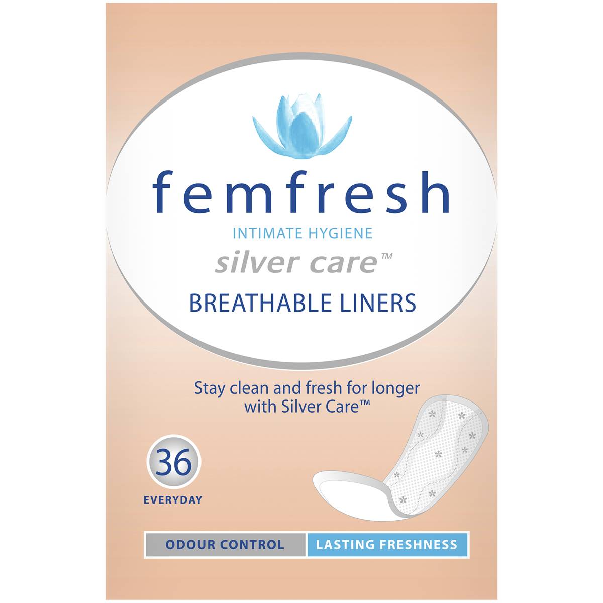 Femfresh Silvercare Panty Liners Breathable 36 Pack Woolworths