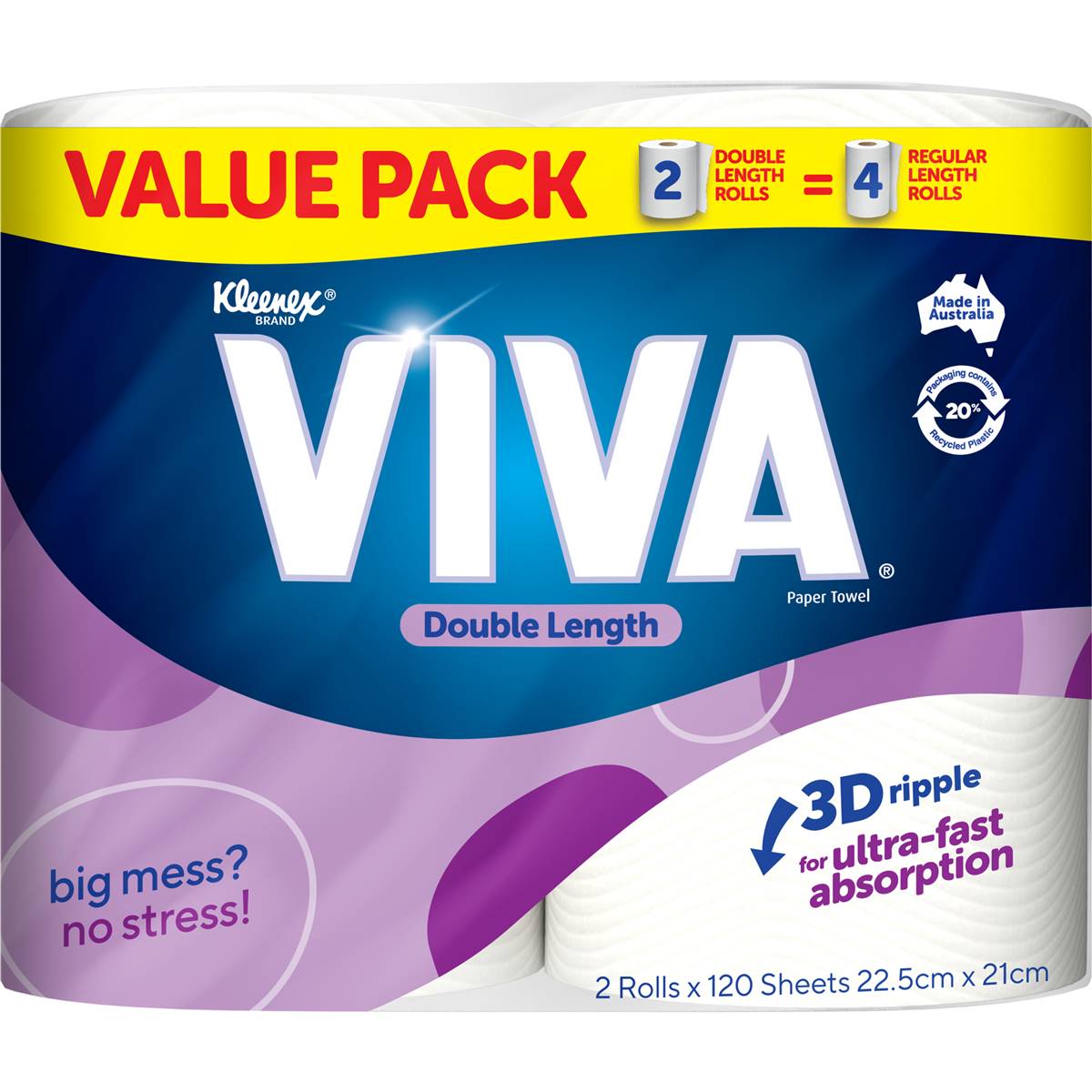 Viva Double Length Paper Towels Double Length 120 Sheets 2 Pack   721364 1 