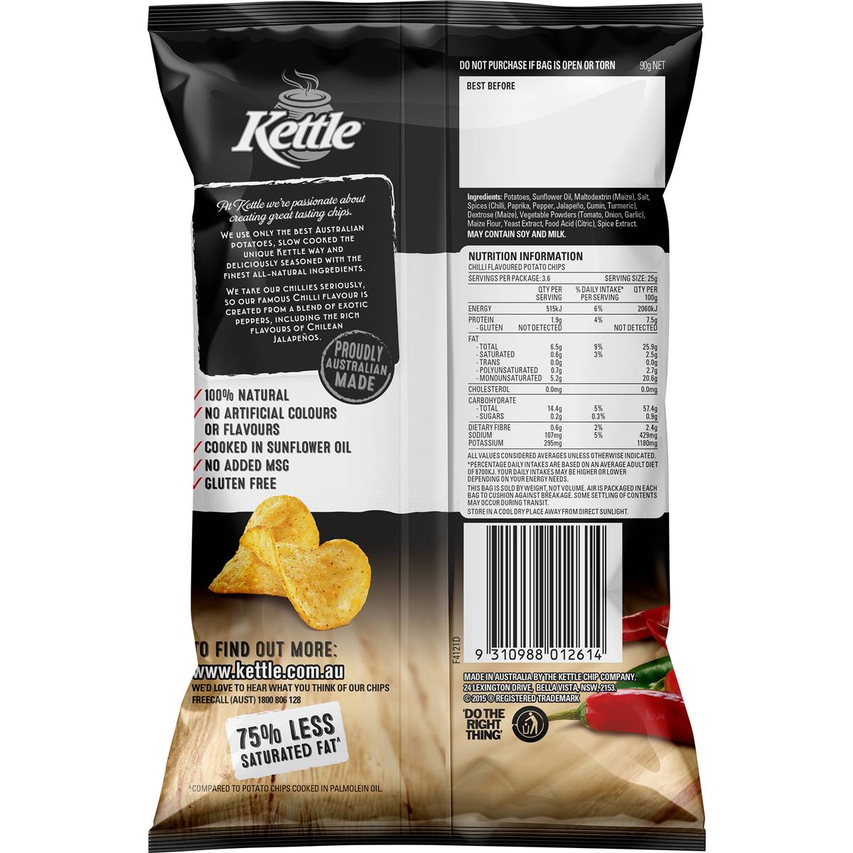 Kettle Natural Chilli Chips 90g Woolworths