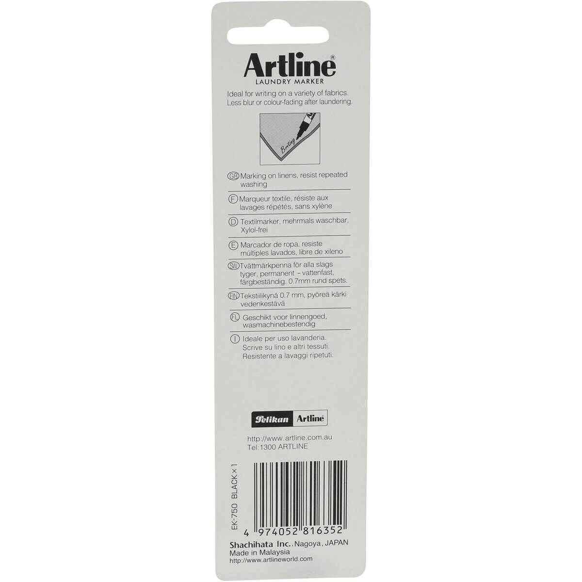 Artline Laundry Marker Black 750mm Each Woolworths