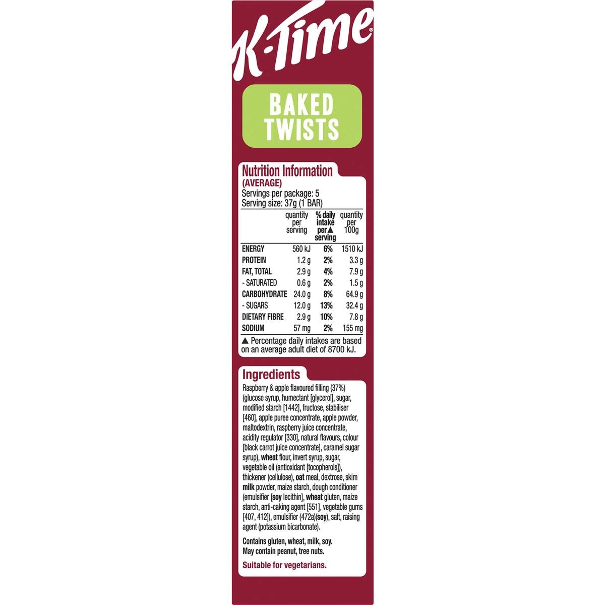 Kellogg's Ktime Baked Twists Raspberry & Apple Flavour Snack Bars 5