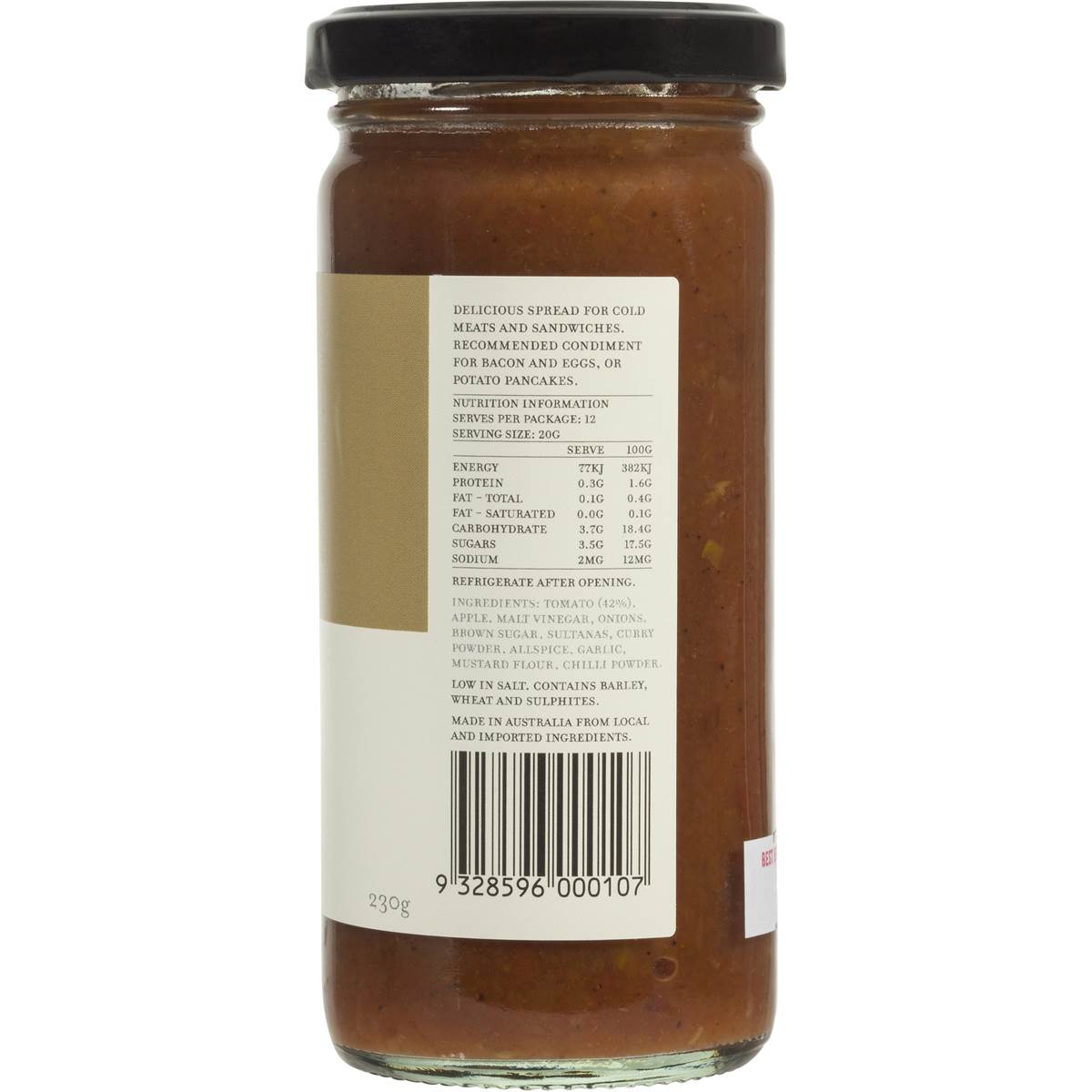 Yarra Valley Preserves Spicy Tomato Chutney 230g | Woolworths