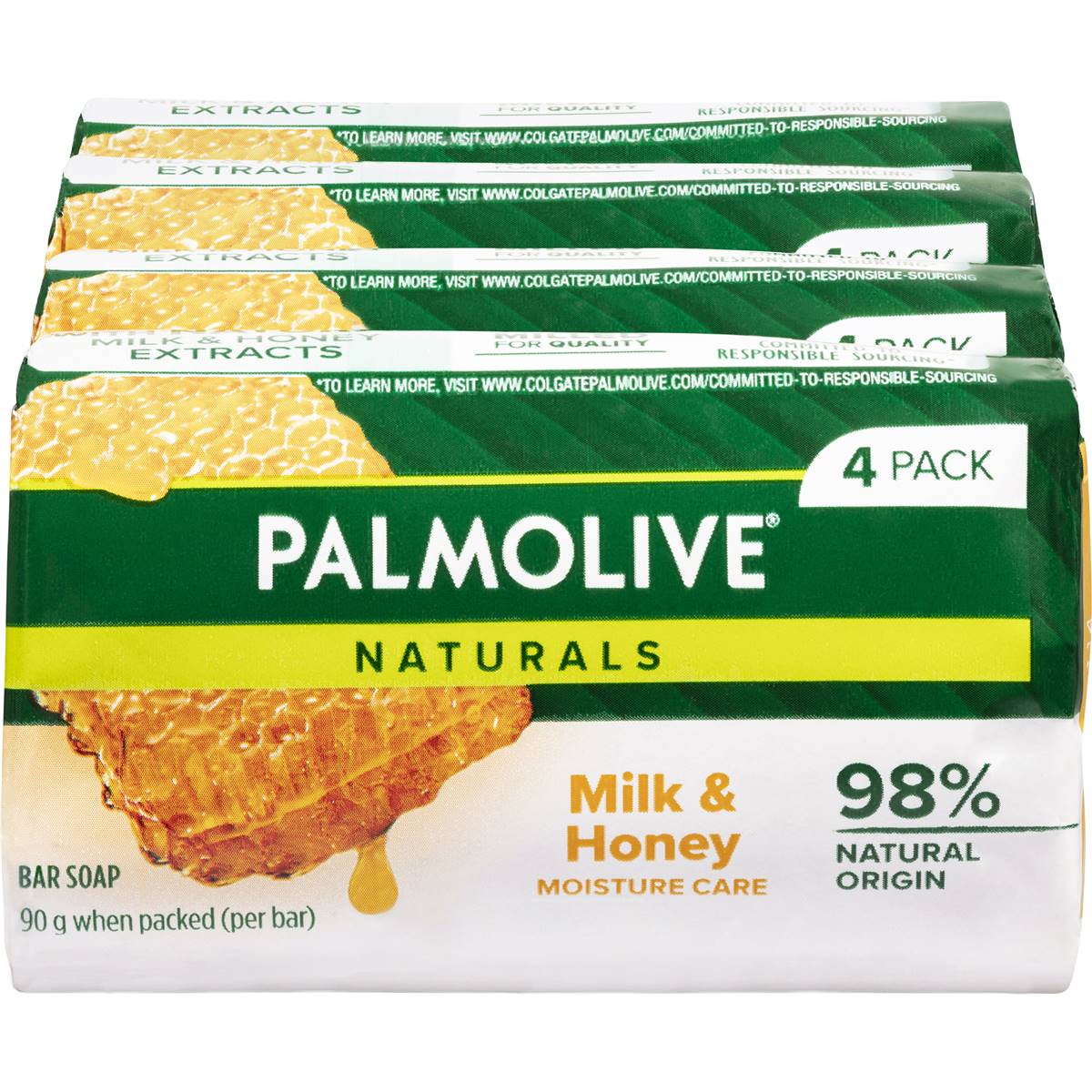 Palmolive Soap Milk & Honey Naturals 90g X4 Pack Woolworths