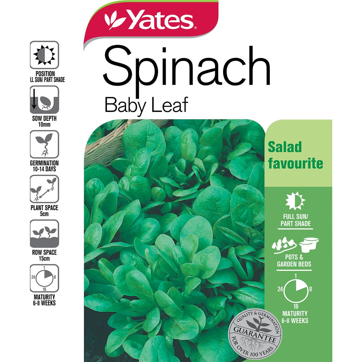 Yates Spinach Baby Leaf 0.8 G Woolworths