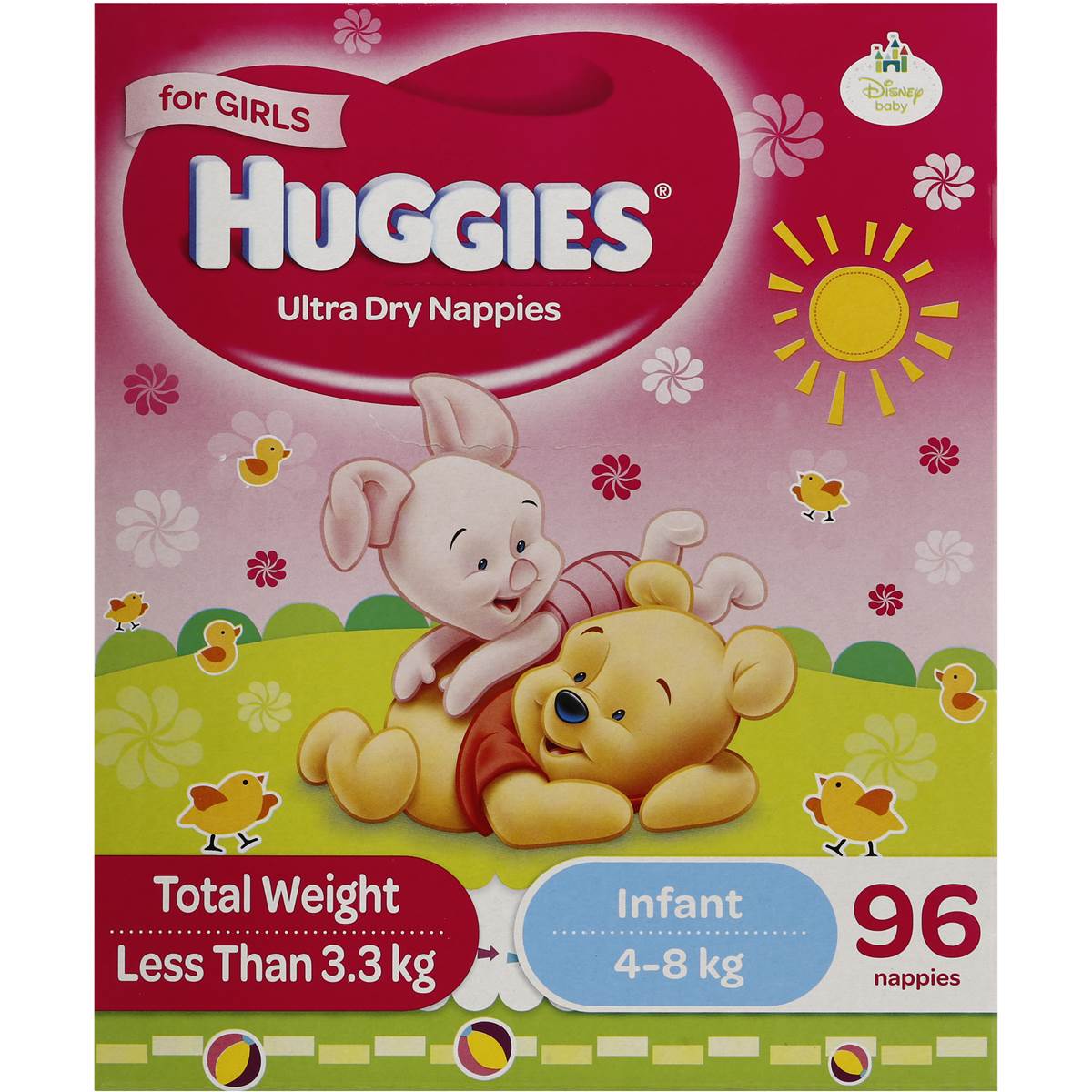 Huggies Ultra Dry Nappies Infant 4-8kg Girl 96pk Jumbo | Woolworths