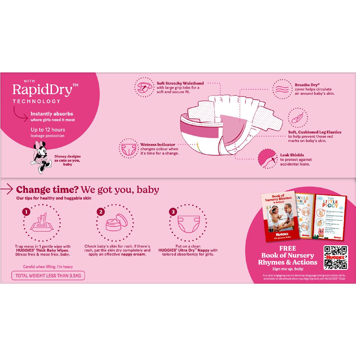 Huggies Ultra Dry Nappies Girls Size 4 (1015kg) 72 Pack Woolworths