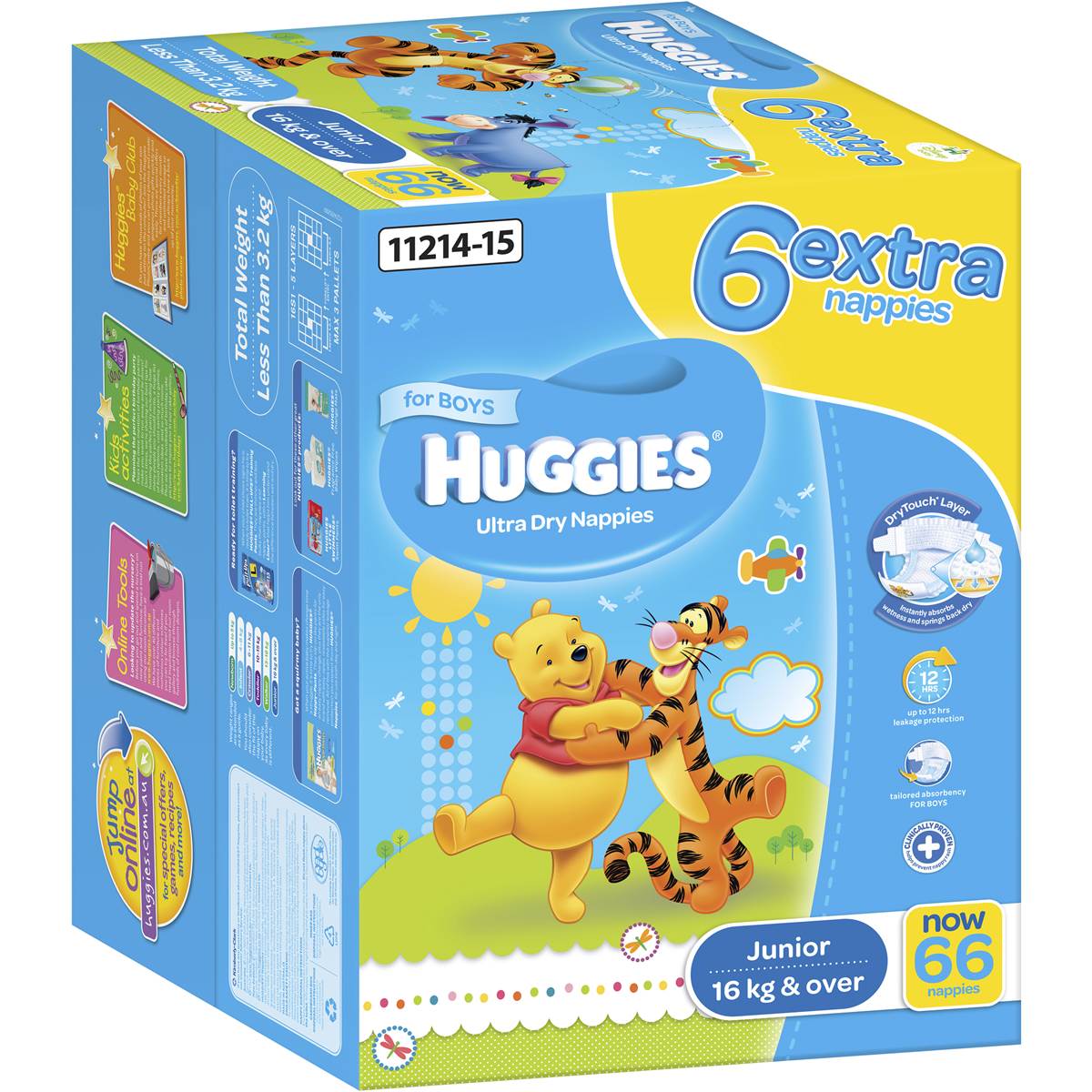 Huggies Ultra Dry Nappies Junior 16+kg Boy 60 Pack Woolworths