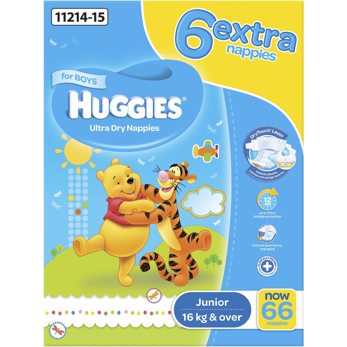 Huggies Ultra Dry Nappies Junior 16+kg Boy 60 Pack Woolworths