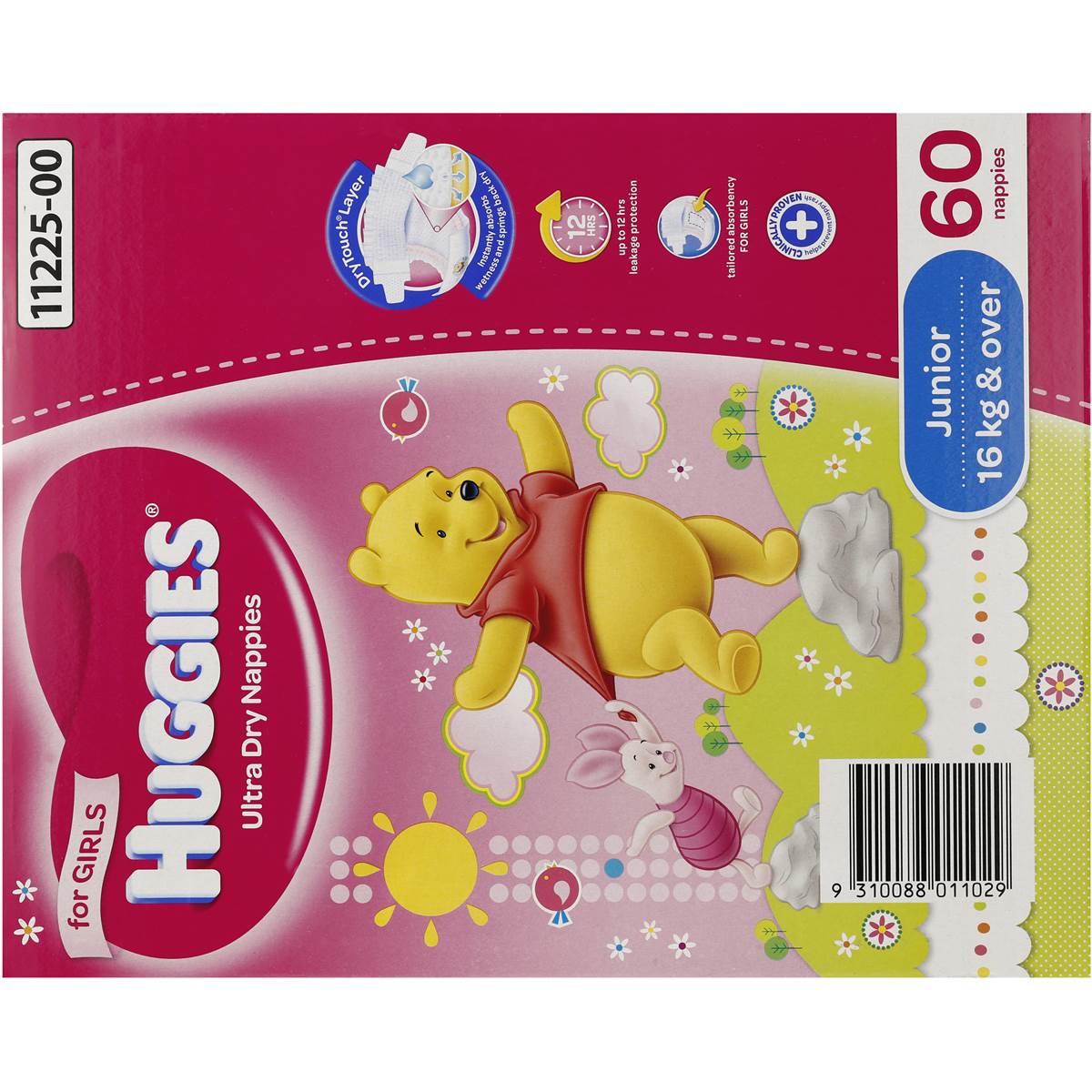 Huggies Ultra Dry Nappies Junior 16+kg Girl 60 Pack Woolworths