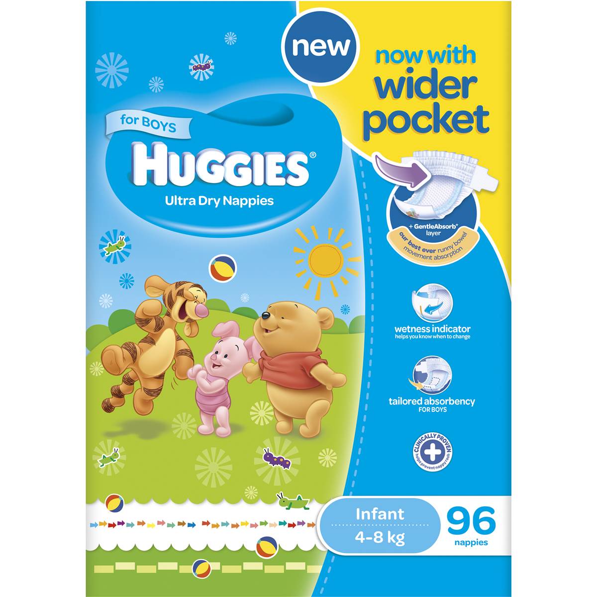 Huggies Ultra Dry Nappies Infant 48kg Boy 96 Pack Woolworths