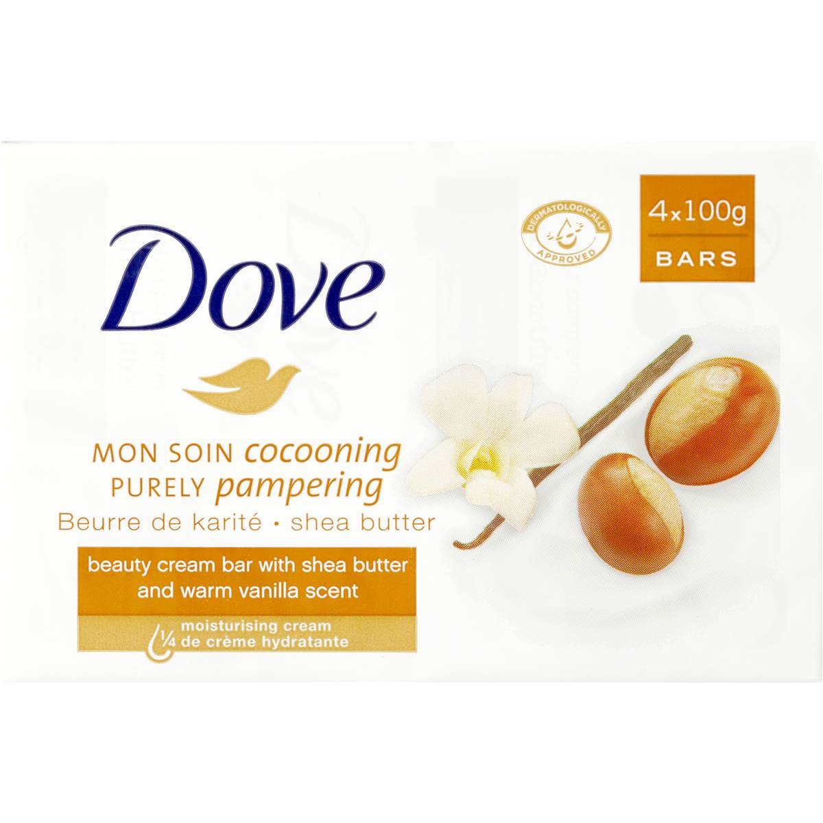 Dove Beauty Bar Shea Butter And Warm Vanilla 4pk Woolworths