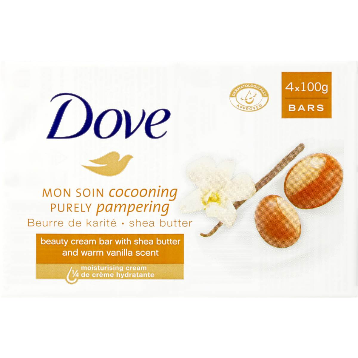 Dove Beauty Bar Shea Butter And Warm Vanilla 4pk | Woolworths