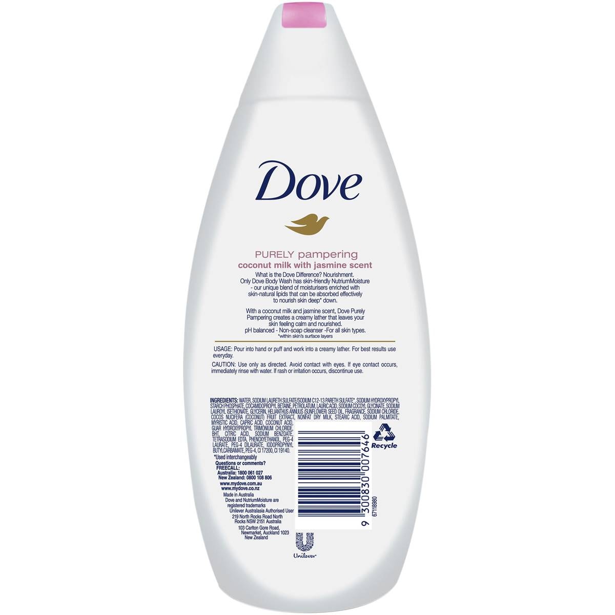 Dove Pampering Body Wash Coconut And Jasmine 375ml Woolworths