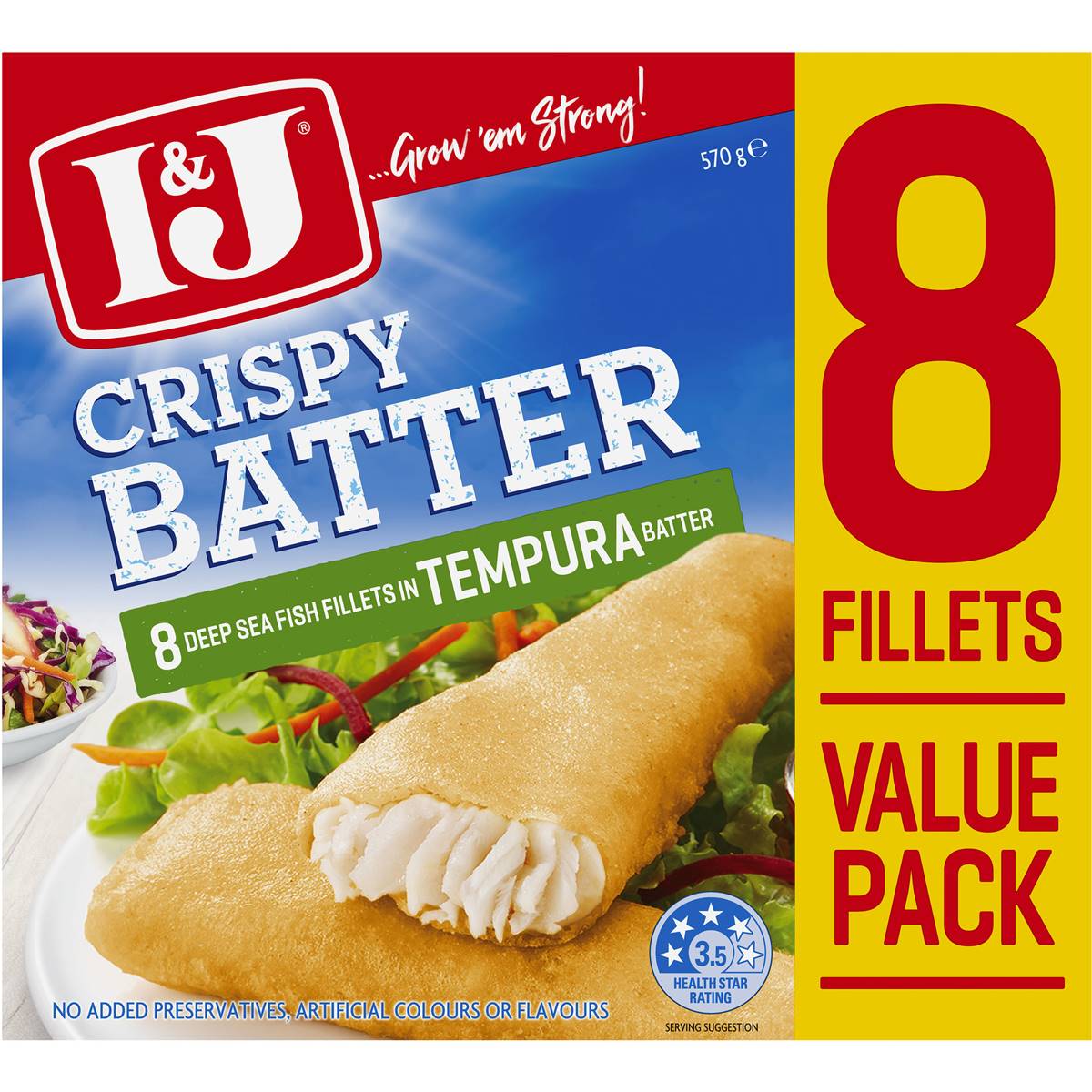 I&j Battered Fish Fillets Tempura 570g Woolworths