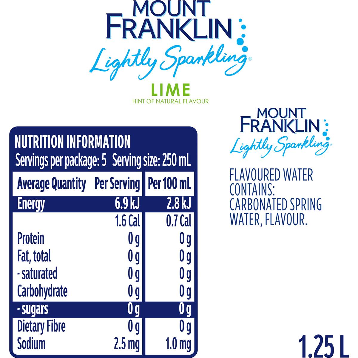 Mount Franklin Lightly Sparkling Water Lime Bottle 1.25l Woolworths