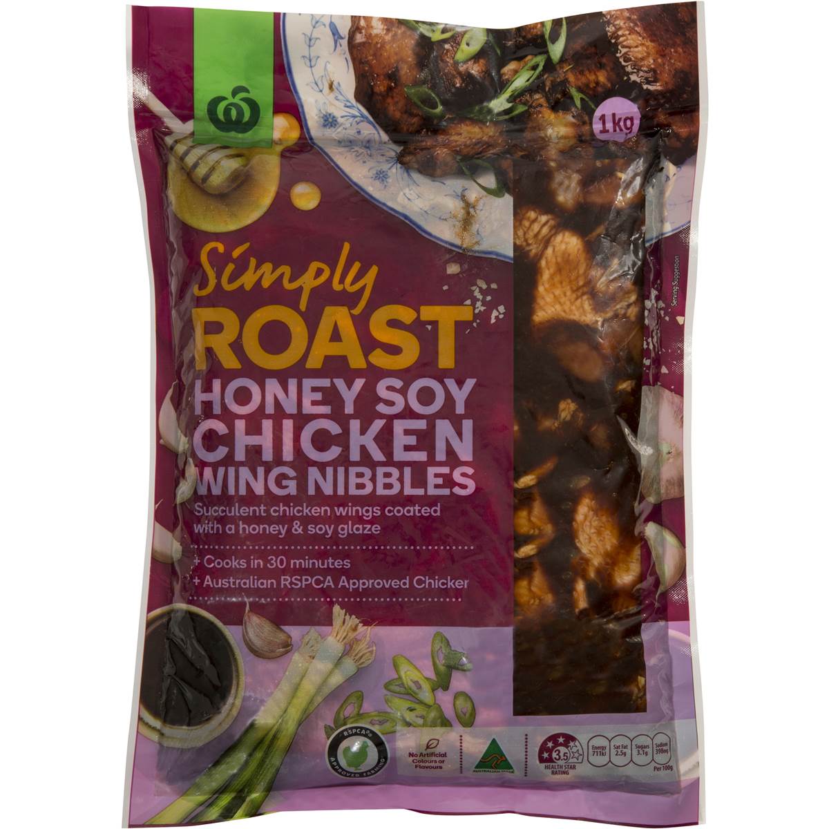Woolworths Simply Roast Chicken Wing Nibbles Honey Soy 1kg Woolworths