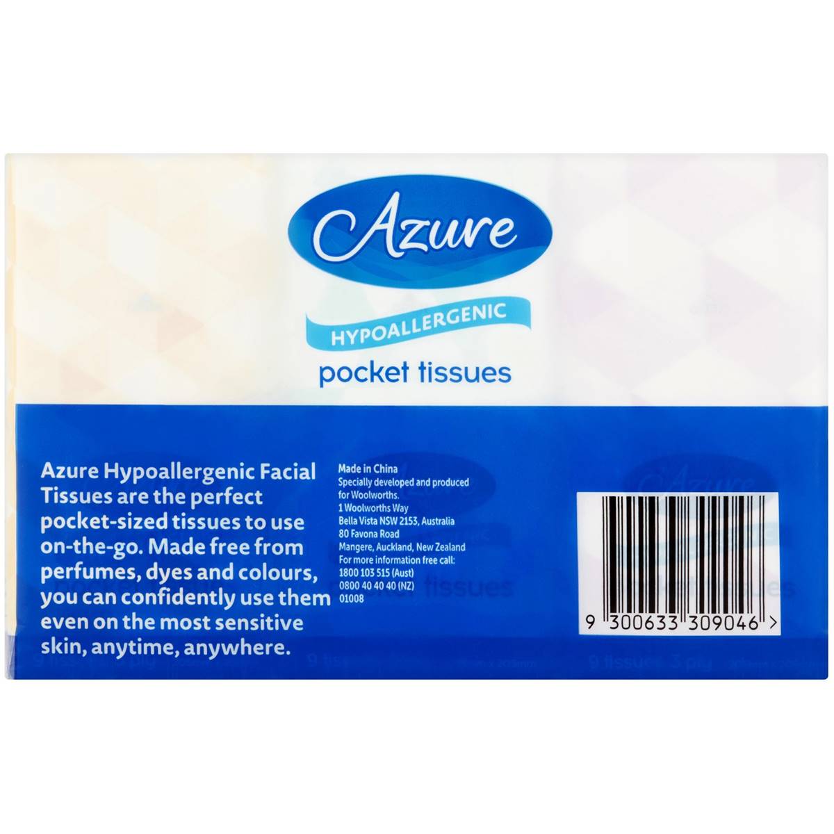 Azure Facial Tissues White Hypo Allergenic 3ply 6 Pack Woolworths