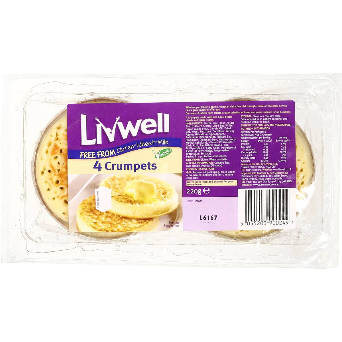 Livwell Crumpets 4pk 220g Woolworths