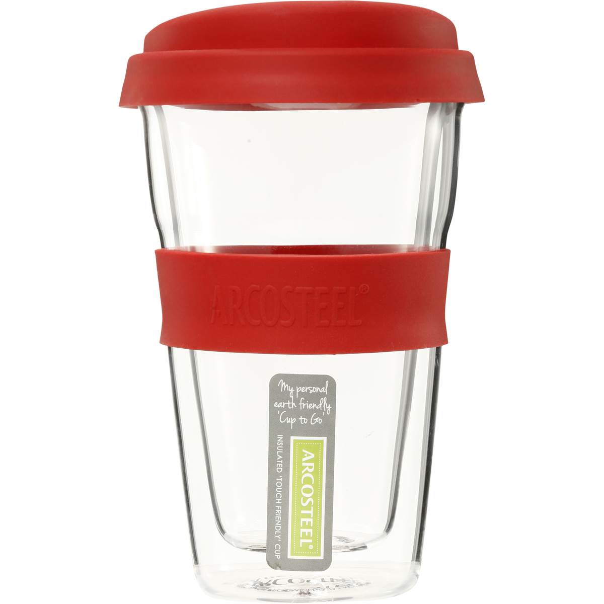 Arcosteel Drinkware Mug Double Wall Glass Red each Woolworths