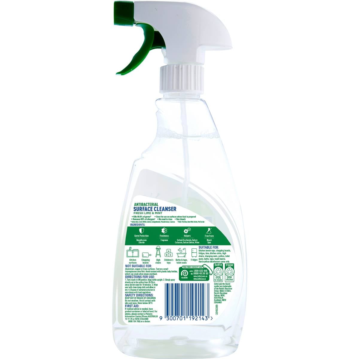 Dettol Multipurpose Disinfectant Cleaning Spray Lime And Mint 500ml