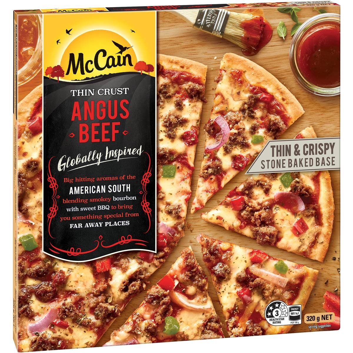 Mccain Ultra Thin Angus Beef Pizza 320g Woolworths